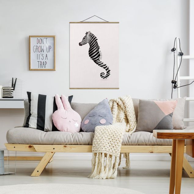 Wanddeko Schlafzimmer Seepferdchen mit Zebrastreifen