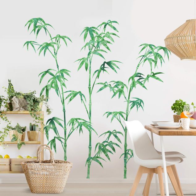Wanddeko Schlafzimmer Aquarell Bambus Baum Grün