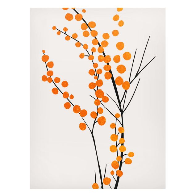 Wanddeko Botanik Grafische Pflanzenwelt - Beeren Orange