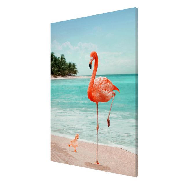 Wanddeko Büro Strand mit Flamingo
