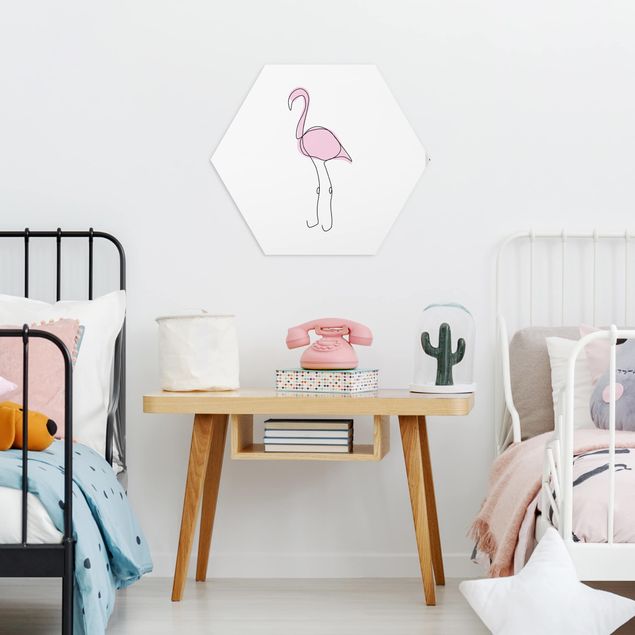 Wanddeko Mädchenzimmer Flamingo Line Art
