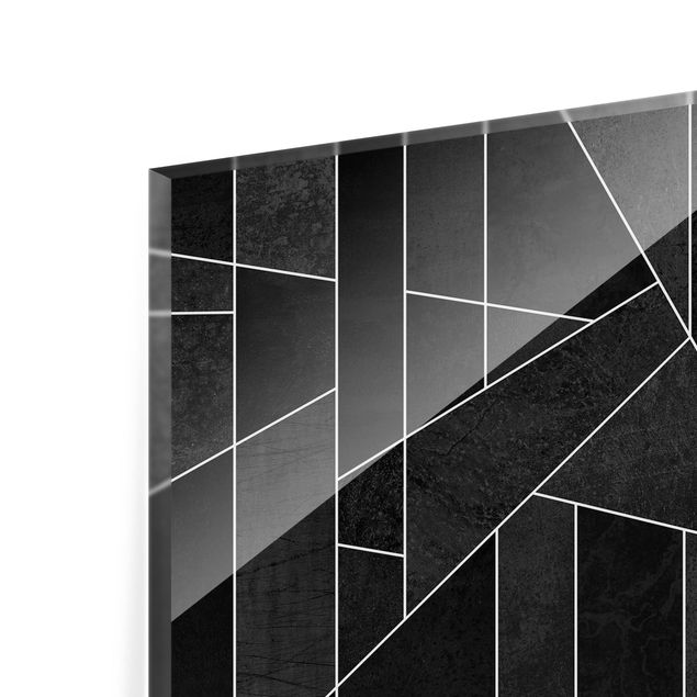 Glasrückwand Küche Muster Schwarz Weiß Geometrie Aquarell