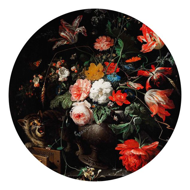 Katzen Tapete Abraham Mignon - Das umgeworfene Bouquet