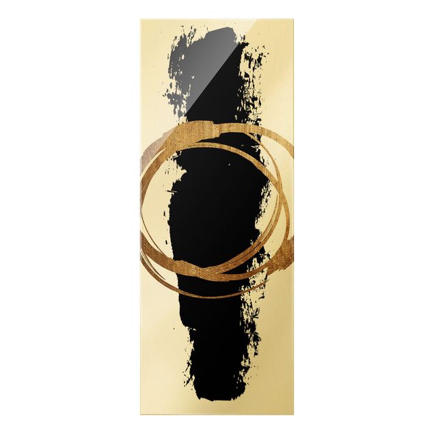 Wanddeko Büro Abstrakte Formen - Gold und Schwarz