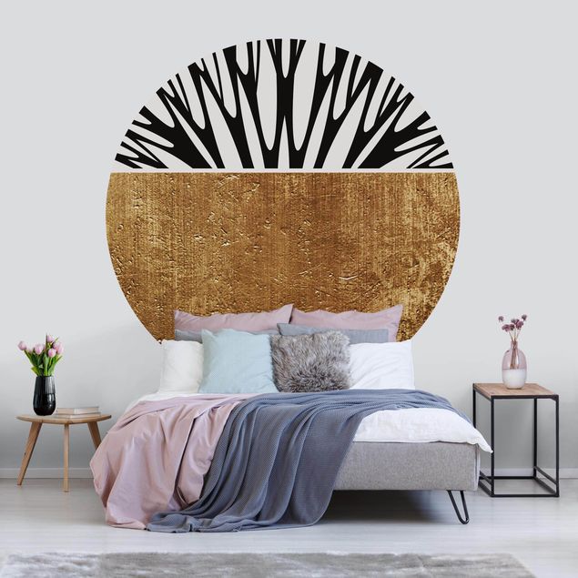 Wanddeko Schlafzimmer Abstrakte Formen - Goldener Kreis