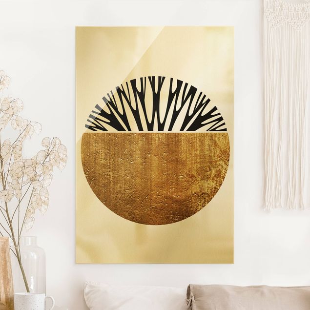 Wanddeko Schlafzimmer Abstrakte Formen - Goldener Kreis