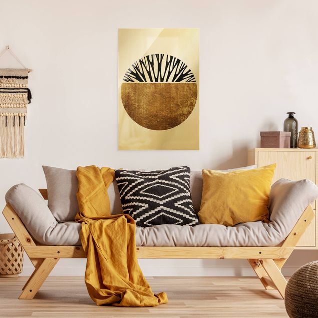 Wanddeko Esszimmer Abstrakte Formen - Goldener Kreis