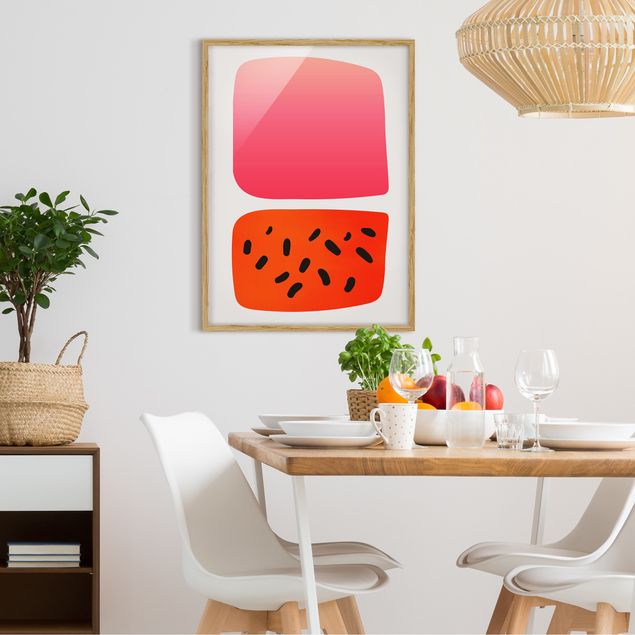 Wanddeko Flur Abstrakte Formen - Melone und Rosa