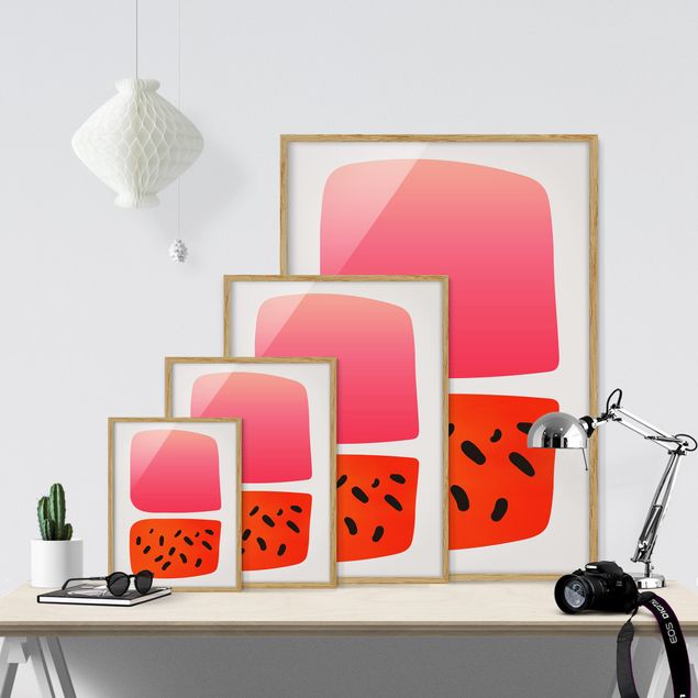 Wanddeko Büro Abstrakte Formen - Melone und Rosa