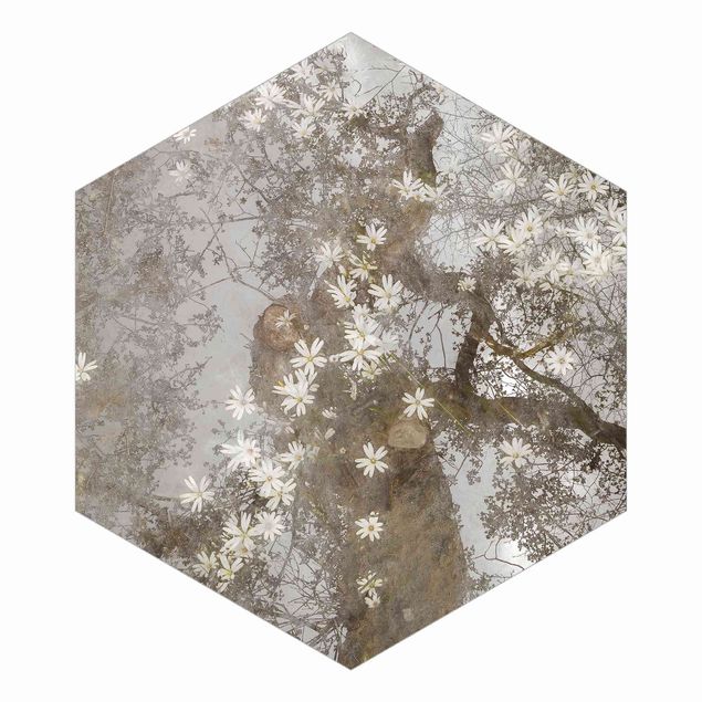 Wanddeko Esszimmer Abstrakter Baum mit Blüten