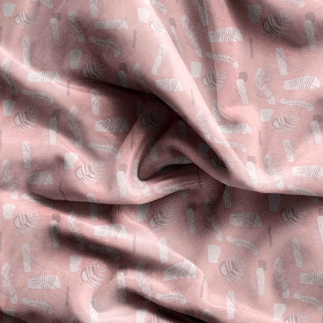Wanddeko Schlafzimmer Abstraktes Muster mit Palmblätter - Blasses Pink