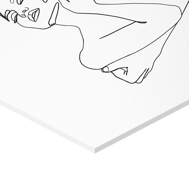 Wanddeko über Sofa Line Art Frau Oberkörper Schwarz Weiß