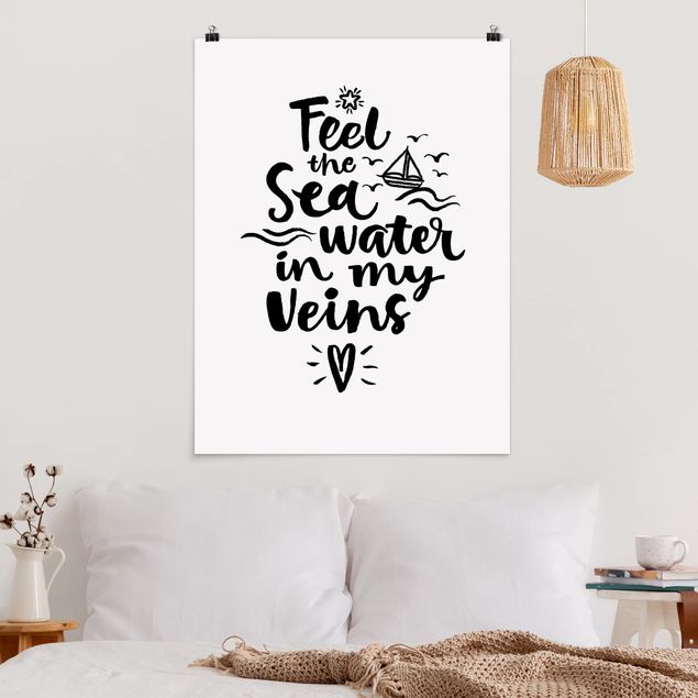 Poster - I feel the sea water in my veins - Hochformat 3:4
