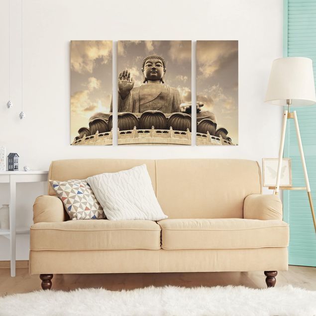 Wanddeko Schlafzimmer Großer Buddha sepia