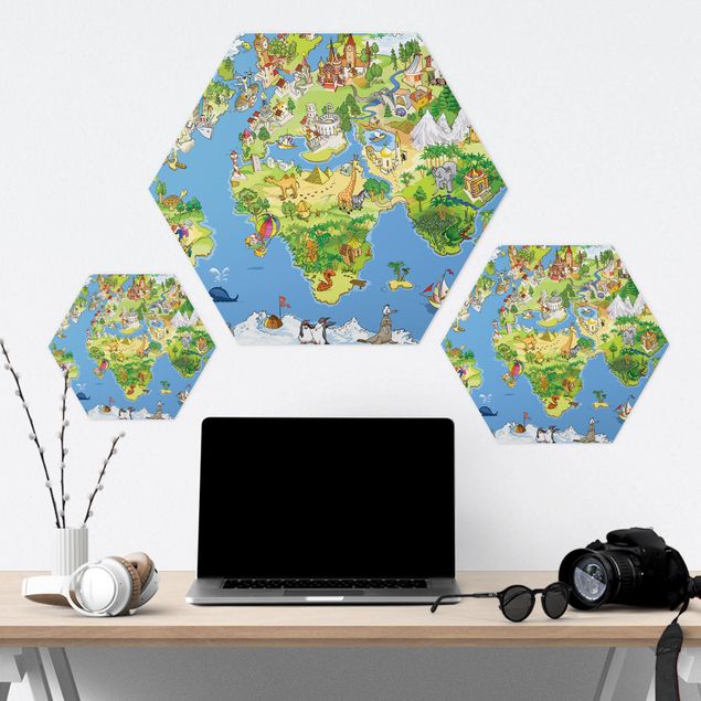 Wandbilder Modern Great and funny Worldmap