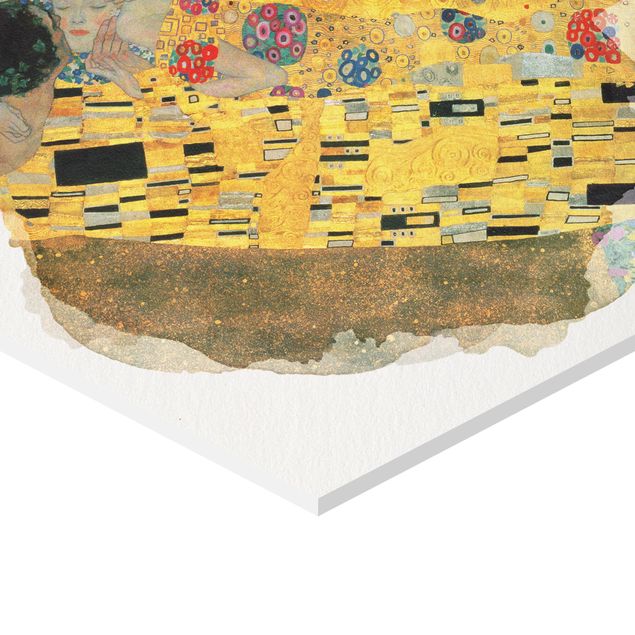 Wanddeko Treppenhaus Wasserfarben - Gustav Klimt - Der Kuss