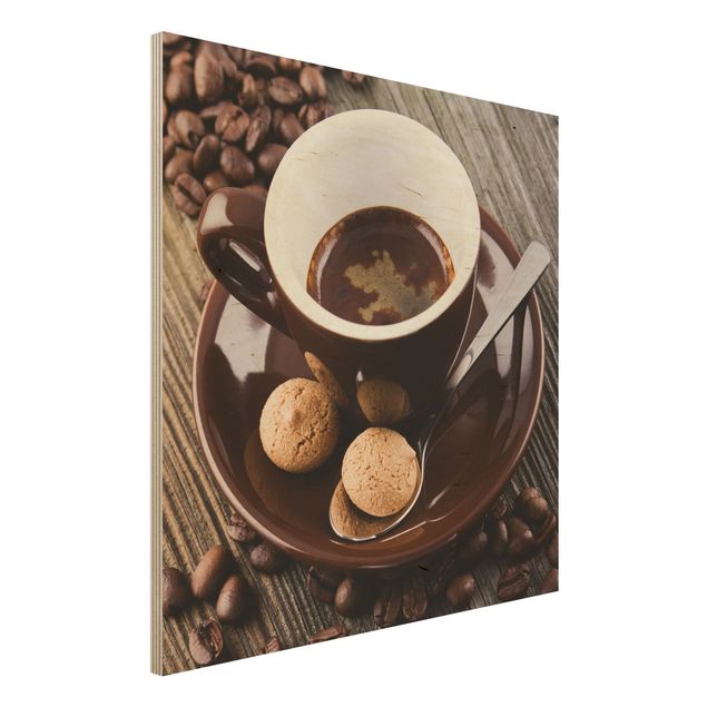 Wanddeko braun Kaffeetasse mit Kaffeebohnen