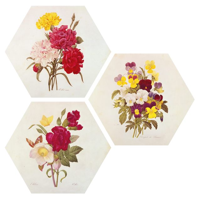 Wohndeko Blume Pierre Joseph Redouté - Rosen Nelken Stiefmütterchen