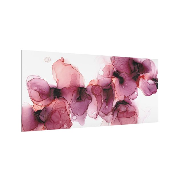 Wanddeko Kunst Wilde Blüten in Violett und Gold