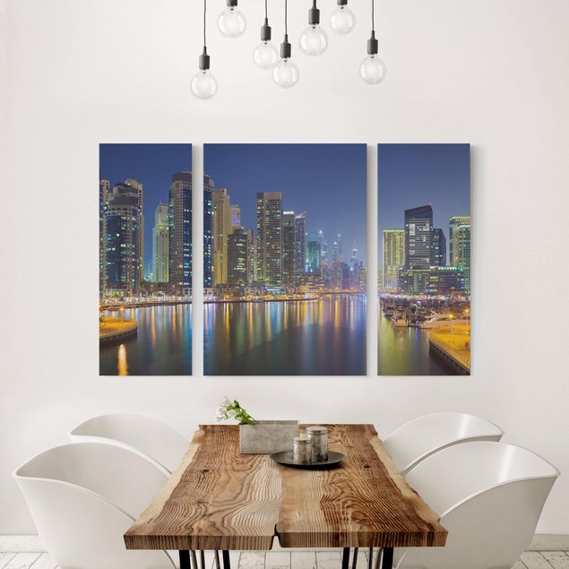 Wanddeko Wohnzimmer Dubai Nacht Skyline