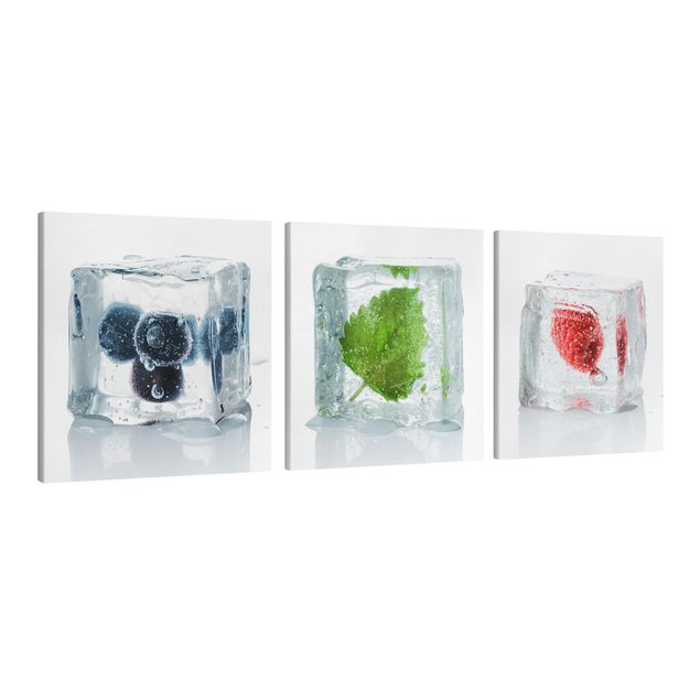 Wanddeko Büro Früchte und Melisse im Eiswürfel