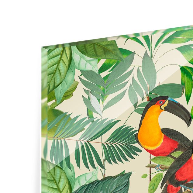 Wanddeko Vögel Vintage Collage - Vögel im Dschungel