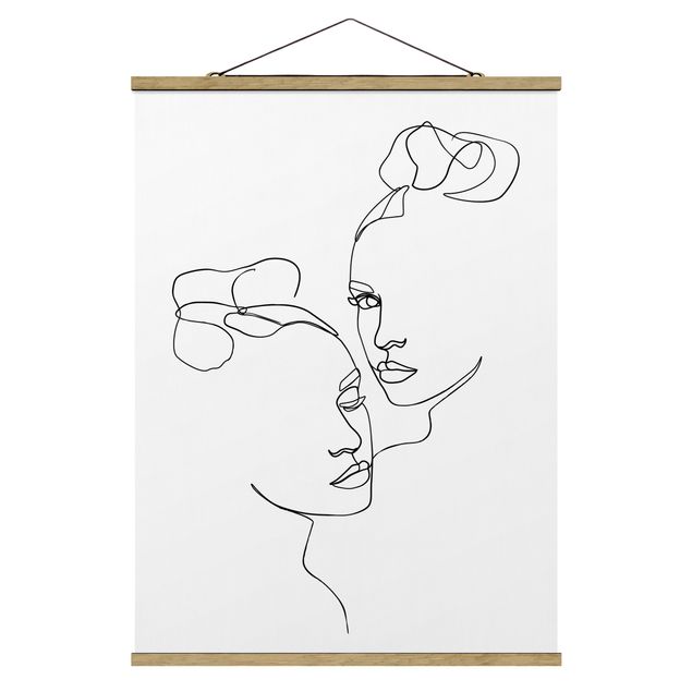 Wanddeko Esszimmer Line Art Gesichter Frauen Schwarz Weiß