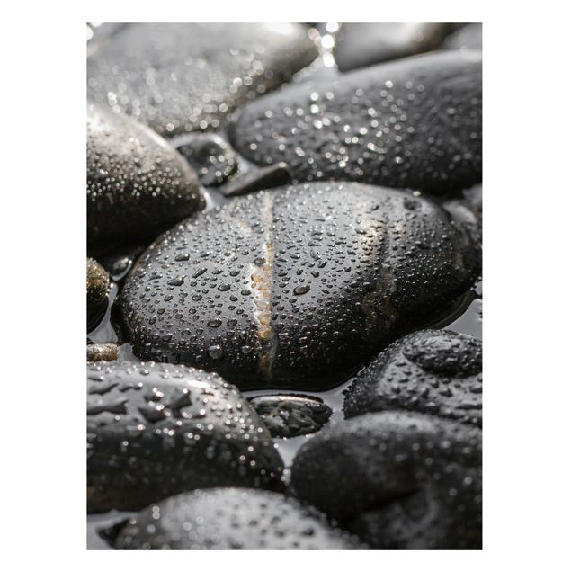 Wanddeko Esszimmer Schwarze Steine im Wasser