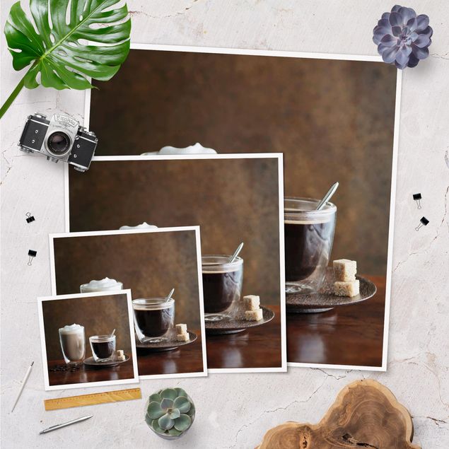 Wandbilder Kaffee Espresso und Milchkaffee