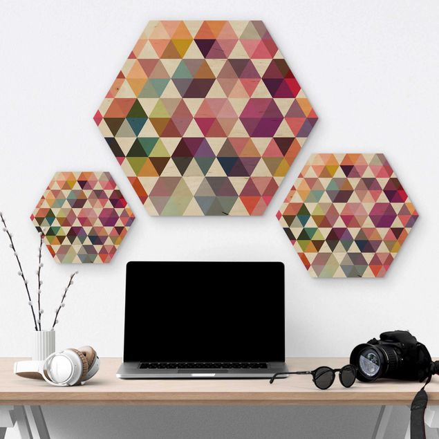 Wanddeko Geometrisch Hexagon Facetten