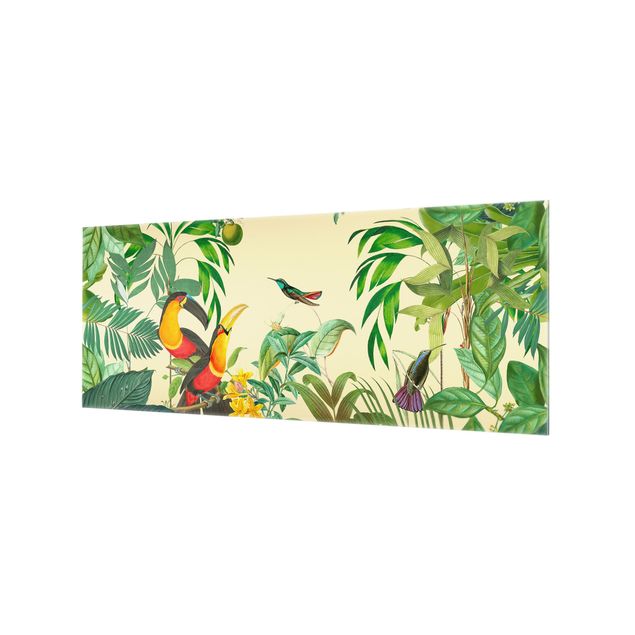 Wanddeko Illustration Vintage Collage - Vögel im Dschungel