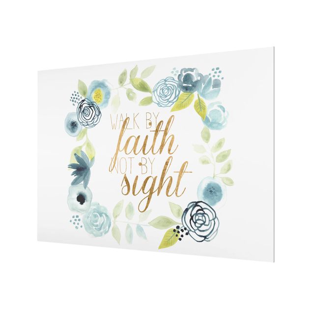 Wanddeko Typo Blumenkranz mit Spruch - Faith