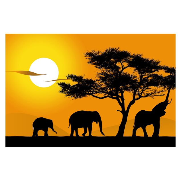 Wanddeko Esszimmer African Elefant Walk