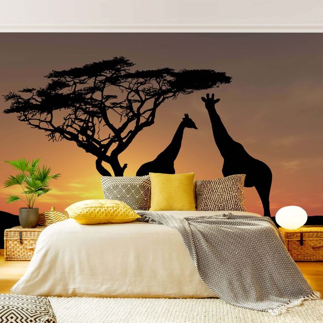 Fototapete Giraffe African Sunset