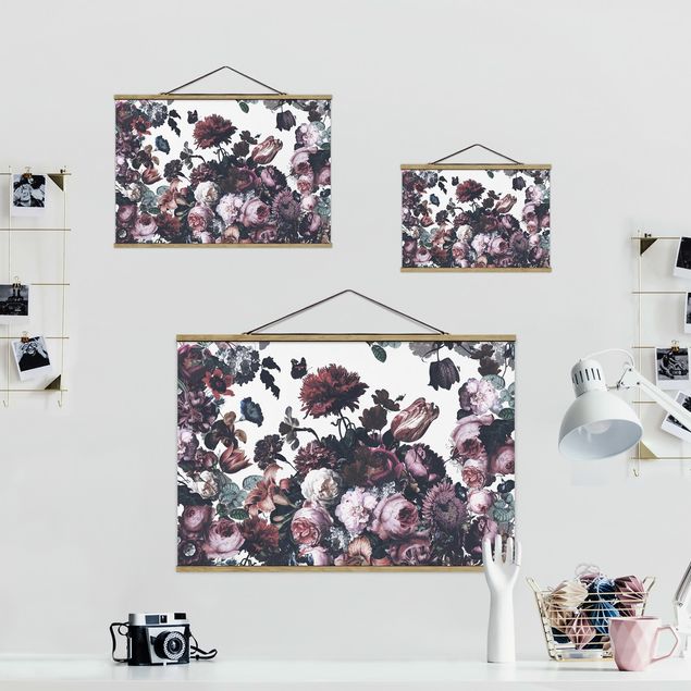 Wandbilder Floral Altmeisterlicher Blumenrausch mit Rosen Bouquet