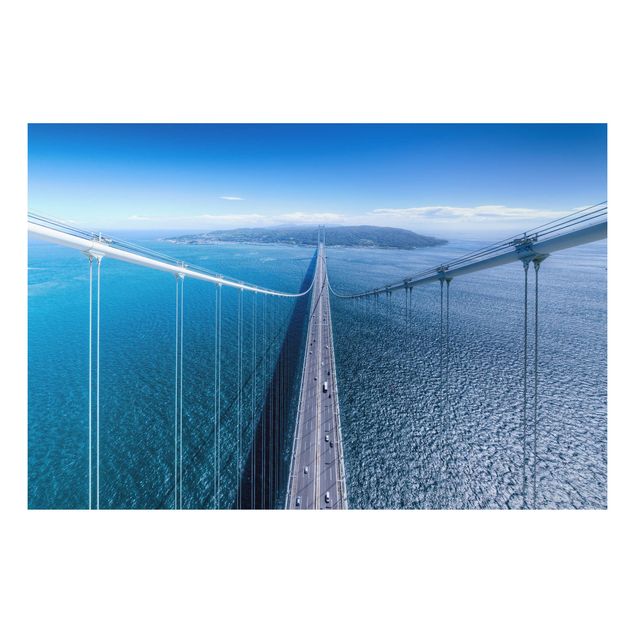 Wanddeko blau Brücke zur Insel