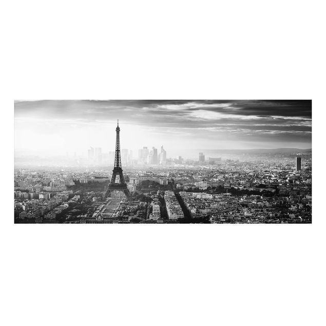 Deko Architektur Der Eiffelturm von Oben Schwarz-weiß