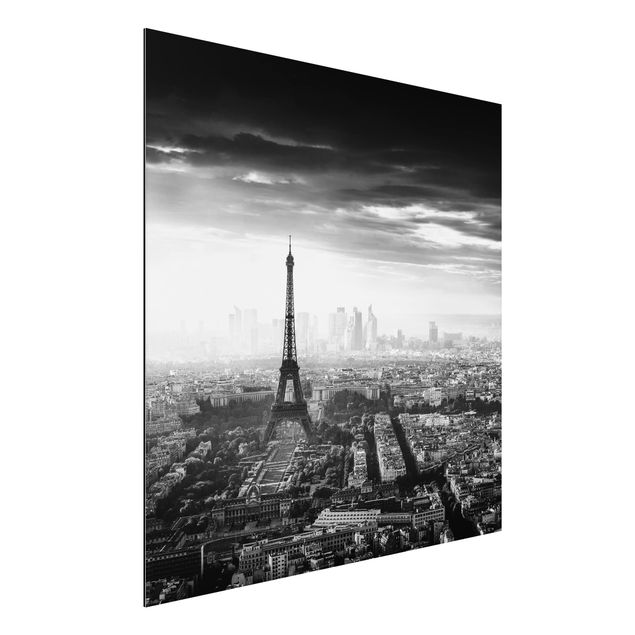 Wanddeko Schlafzimmer Der Eiffelturm von Oben Schwarz-weiß