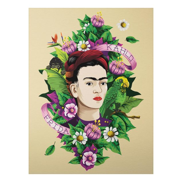 Wanddeko Flur Frida Kahlo - Frida, Äffchen und Papagei