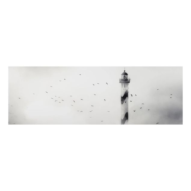 Wanddeko Flur Leuchtturm im Nebel