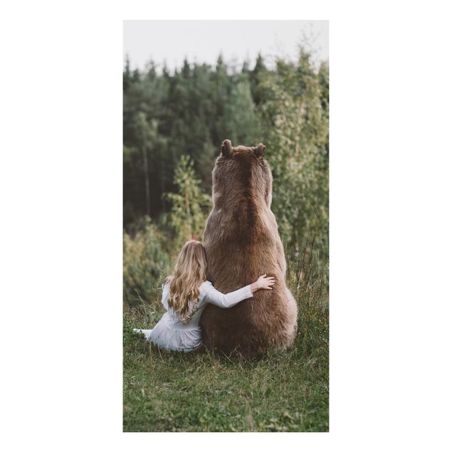 Wandbilder Bären Mädchen mit Braunbär