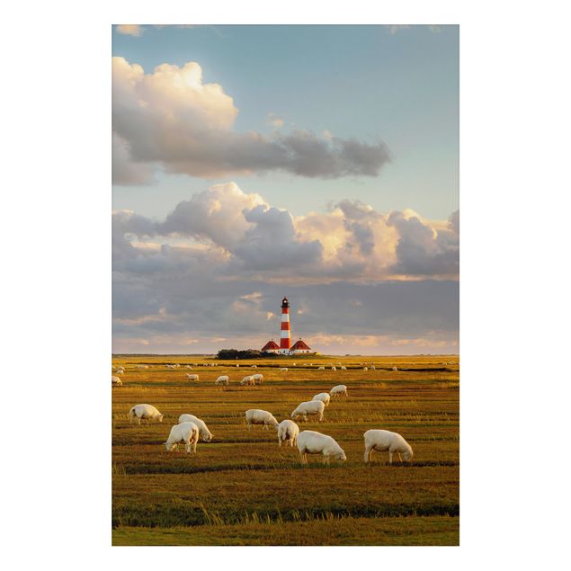 Wanddeko Flur Nordsee Leuchtturm mit Schafsherde