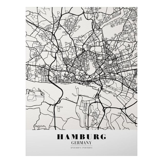 Wanddeko Flur Stadtplan Hamburg - Klassik