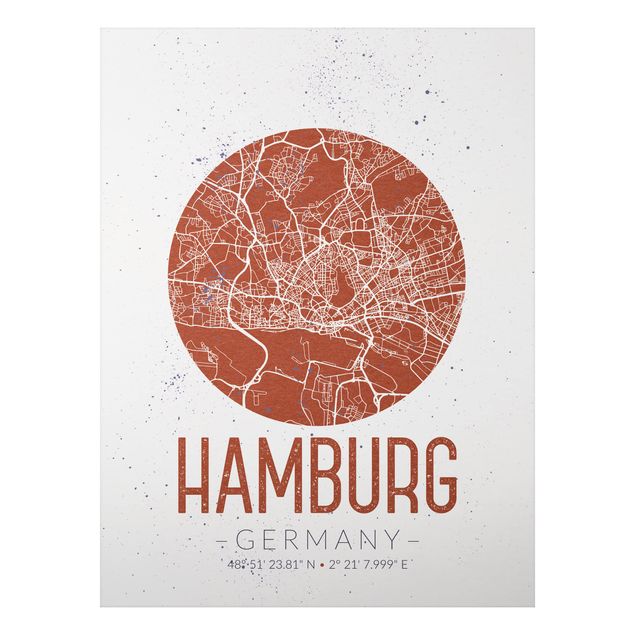 Wanddeko Flur Stadtplan Hamburg - Retro