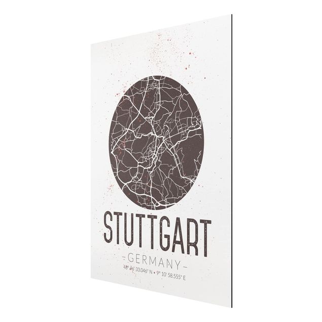 Wanddeko Flur Stadtplan Stuttgart - Retro