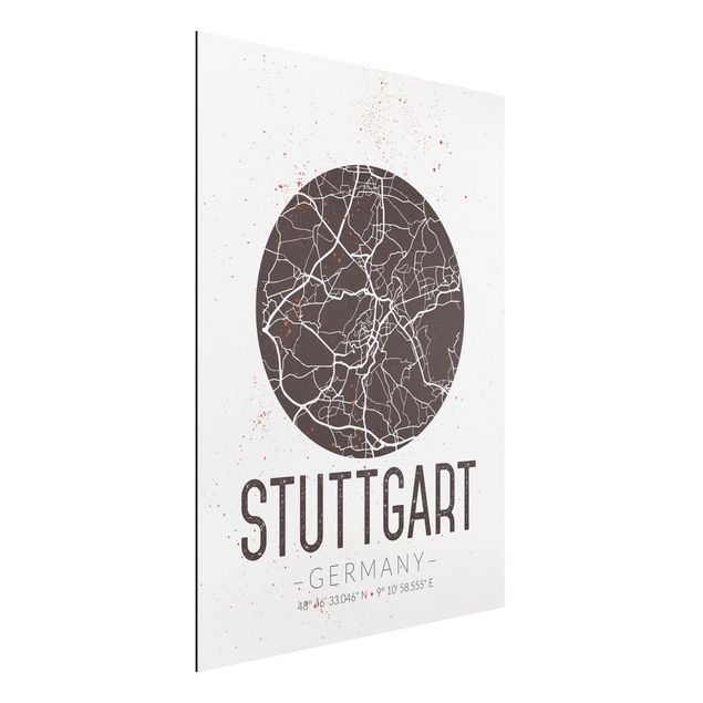 Wanddeko braun Stadtplan Stuttgart - Retro