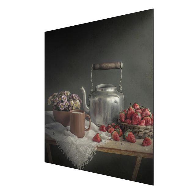 Wanddeko Esszimmer Stillleben mit Erdbeeren