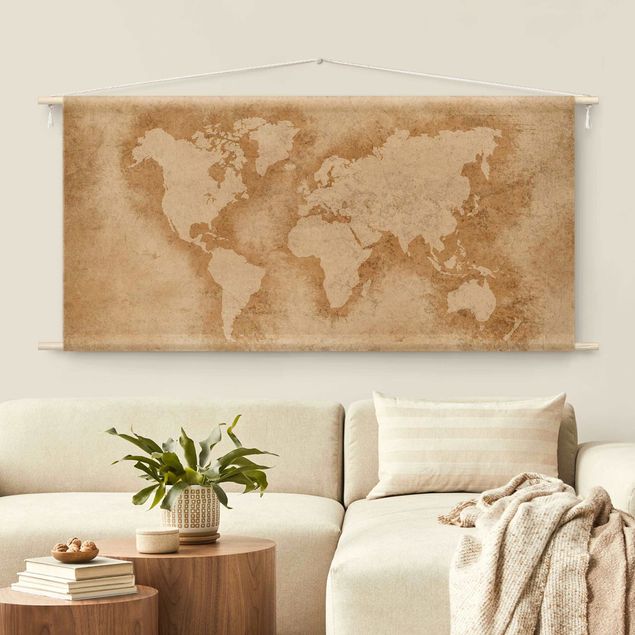 Wanddeko Schlafzimmer Antike Weltkarte