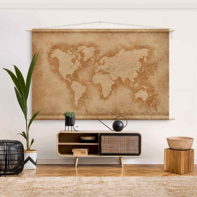 Wanddeko Wohnzimmer Antike Weltkarte