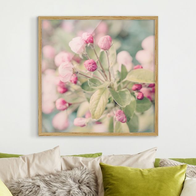 Wanddeko Wohnzimmer Apfelblüte Bokeh rosa